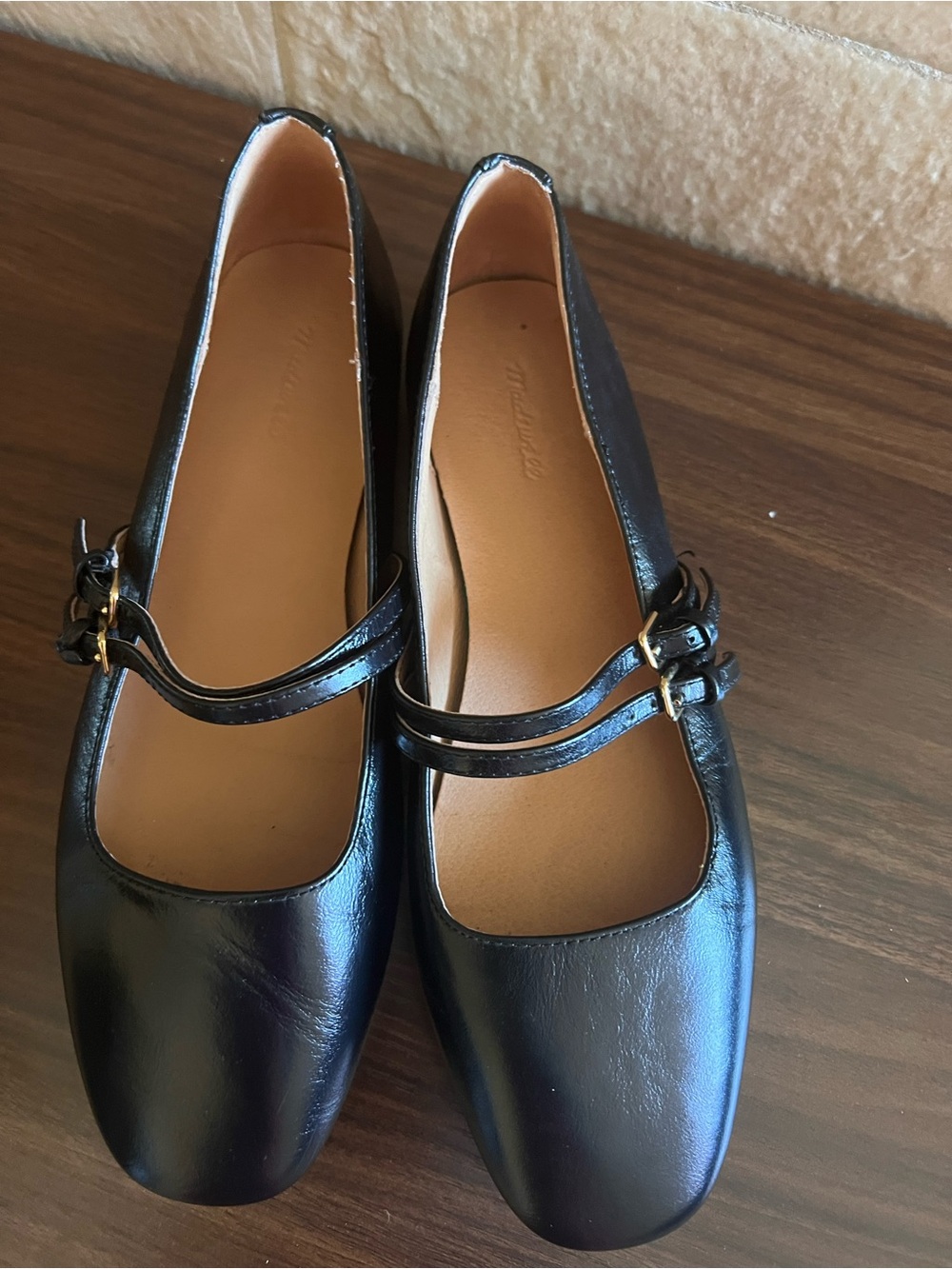 Madewell Greta Double-Strap Mary Jane Ballet Flats Black Leather Size 8